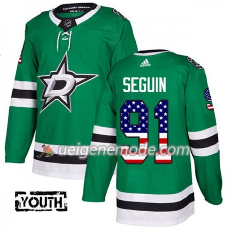 Kinder Eishockey Dallas Stars Trikot Tyler Seguin 91 Adidas 2017-2018 Kelly Grün USA Flag Fashion Authentic